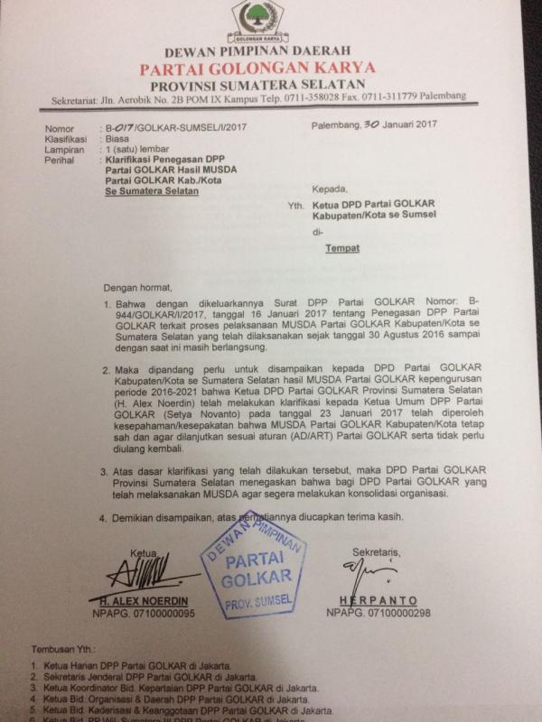dpp-golkar-sahkan-kembali-musda-12-kabupatenkota-di-sumsel